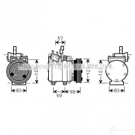 Компрессор кондиционера PRASCO Hyundai Accent (X3) 1 Хэтчбек 1.5 i 16V 99 л.с. 1995 – 2000 hyk266 S8R 4FE 4045385174720