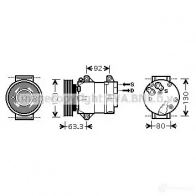 Компрессор кондиционера PRASCO rtk369 N7LUUT O 4045385074358 Renault Megane (BM, CM) 2 Хэтчбек 2.0 16V (BM0U. CM0U) 135 л.с. 2002 – 2008