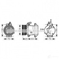 Компрессор кондиционера PRASCO SsangYong Rexton (Y200) 1 Кроссовер 2.7 D 4x4 186 л.с. 2006 – 2024 4045385167234 A5CH 1U dwk095