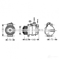 Компрессор кондиционера PRASCO 4045385190003 YZ8O1 O msak568 Mercedes E-Class (C207) 4 Купе 1.8 E 200 CGI (2048) 184 л.с. 2010 – 2024