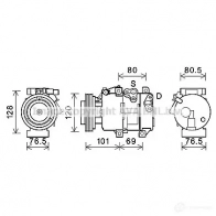 Компрессор кондиционера PRASCO UTE OR kak218 4045385193288 Kia Sorento (XM) 2 Кроссовер 2.4 CVVT 174 л.с. 2009 – 2024