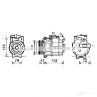 Компрессор кондиционера PRASCO 3E I4FV 2575300 auk208 4045385173099