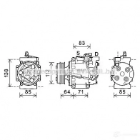 Компрессор кондиционера PRASCO 4045385219407 Honda Civic 8 (FN, FK) Хэтчбек 1.4 (FK1. FN4) 100 л.с. 2008 – 2024 PKQXLD Z hdk310