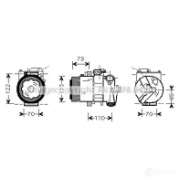 Компрессор кондиционера PRASCO H XSQM sak018 4045385063437 Skoda Fabia (6Y5) 1 Универсал 1.4 16V 80 л.с. 2006 – 2007