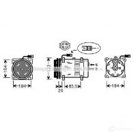 Компрессор кондиционера PRASCO dfk026 3MI4H 2S Toyota Corolla (E100) 7 Хэтчбек 3д 1.3 xLI 16V (EE101) 88 л.с. 1992 – 1995 4045385034086