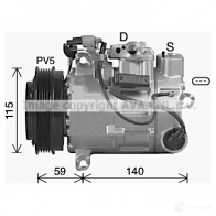 Радиатор кондиционера PRASCO Volkswagen Passat CC (358) 2 Купе 2.0 TDI 136 л.с. 2011 – 2016 vw5323 IA 1OGN 4045385179671