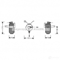 Осушитель кондиционера PRASCO 4045385047536 Peugeot Partner 1 (M59, 5) Фургон 1.6 Bioflex 109 л.с. 2000 – 2002 V 2CYK cnd184