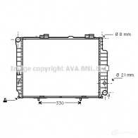 Радиатор охлаждения двигателя PRASCO ms2231 8R6DKX G Mercedes E-Class (W210) 2 Седан 3.0 E 300 Turbo D (225) 177 л.с. 1996 – 1999 4045385028108