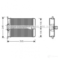 Радиатор печки, теплообменник PRASCO PVY2Z 1 2596047 ms6187 4045385027866