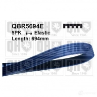 Приводной ремень, поликлиновой QUINTON HAZELL 5PK694 ELASTIC XVP5ED Ford Mondeo 4 (CA2, BA7) Хэтчбек 1.6 Ti 110 л.с. 2007 – 2015 qbr5694e