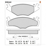 Дисковые тормозные колодки R BRAKE 2 0887 Volkswagen Golf 3 (1H1) Хэтчбек 1.3 54 л.с. 1991 – 1992 20888 RB0460