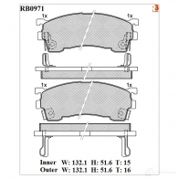 Дисковые тормозные колодки R BRAKE RB0971 21755 2175 4 Mazda 626 (GE) 4 Седан