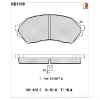 Дисковые тормозные колодки R BRAKE D798-7670 4389175 RB1309 2 3490