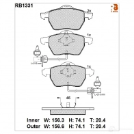 Дисковые тормозные колодки R BRAKE 2 0676 23018 Audi A4 (B7) 3 Кабриолет 2.0 Tfsi Quattro 200 л.с. 2005 – 2009 RB1331