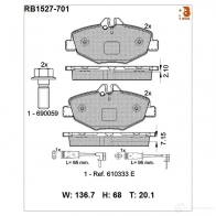 Дисковые тормозные колодки R BRAKE Mercedes E-Class (W211) 3 Седан 2.7 E 270 CDI (2116) 163 л.с. 2002 – 2008 2342 8 RB1527-701 23743