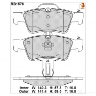 Дисковые тормозные колодки R BRAKE 22 168 RB1576 23334 4389460