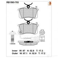 Дисковые тормозные колодки R BRAKE RB1593-703 4389478 2 0960 23390