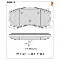 Дисковые тормозные колодки R BRAKE 2 4291 Mitsubishi Lancer 8 (CK5) Седан 2.0 125 л.с. 1995 – 2003 RB1618 D904-7782