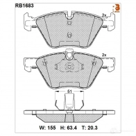 Дисковые тормозные колодки R BRAKE RB1683 23794 Bmw 5 (E60) 5 Седан 3.0 525 i 211 л.с. 2007 – 2010 2 3793