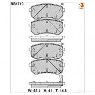 Дисковые тормозные колодки R BRAKE RB1710 Hyundai i10 (PA) 1 Хэтчбек 1.1 LPG 69 л.с. 2011 – 2013 242 76 24479