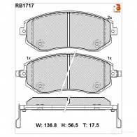 Дисковые тормозные колодки R BRAKE 23 460 23461 Subaru Outback (BL, BP) 2 Универсал 2.5 AWD 253 л.с. 2005 – 2009 RB1717