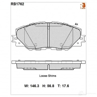 Дисковые тормозные колодки (противоскрипная пластина в компл.) R BRAKE 4389699 2 4337 D1211-8331 RB1762