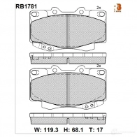 Дисковые тормозные колодки R BRAKE 21 679 21680 Toyota Hilux (N140, 50, 60, 70) 6 Пикап 3.0 D 91 л.с. 2002 – 2005 RB1781