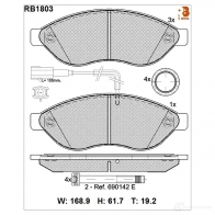 Дисковые тормозные колодки R BRAKE RB1803 Fiat Ducato (250) 3 Автобус 2.3 130 Multijet 2.3 D 126 л.с. 2010 – 2024 2 4468 24469