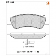 Дисковые тормозные колодки R BRAKE RB1804 Fiat Ducato (250) 3 Автобус 2.3 130 Multijet 2.3 D 126 л.с. 2010 – 2024 D1490-8690 2446 5