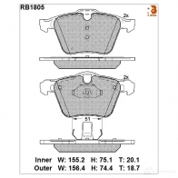 Дисковые тормозные колодки R BRAKE 24142 Volvo S60 2 (134) Седан 2.0 Polestar AWD 367 л.с. 2015 – 2024 2 2501 RB1805