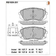 Дисковые тормозные колодки R BRAKE 24 501 RB1826-201 Hyundai i40 (CW, VF) 1 Универсал 2.0 166 л.с. 2012 – 2024 25205