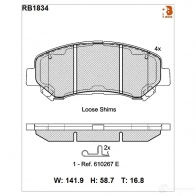 Дисковые тормозные колодки R BRAKE Nissan X-Trail (T31) 2 Кроссовер RB1834 24 632 25202