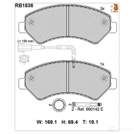 Дисковые тормозные колодки R BRAKE 2 2022 RB1836 Fiat Ducato (250) 3 Автобус 2.3 130 Multijet 2.3 D 126 л.с. 2010 – 2024 24466