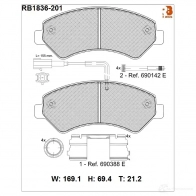 Дисковые тормозные колодки R BRAKE Fiat Ducato 220 22 24466 RB1836-201