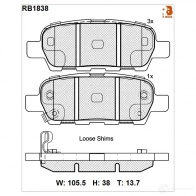 Дисковые тормозные колодки R BRAKE Nissan X-Trail (T31) 2 Кроссовер D1 288-8405 RB1838 D1626-8842