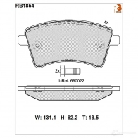 Дисковые тормозные колодки R BRAKE RB1854 24 693 4389811 B23RVK