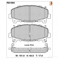 Дисковые тормозные колодки R BRAKE 4389863 24 766 RB1894 24785