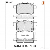Дисковые тормозные колодки R BRAKE RB1907 2438 7 Honda Accord 9 (CR) Седан 2.4 192 л.с. 2012 – наст. время 24435