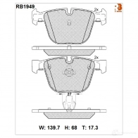 Дисковые тормозные колодки R BRAKE RB1949 4389925 2373 1 24458