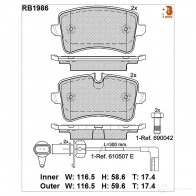 Дисковые тормозные колодки R BRAKE 25214 24 606 Audi A8 (D4) 3 Седан RB1986