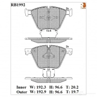 Дисковые тормозные колодки R BRAKE 24437 RB1992 Bmw 5 Gran Turismo (F07) 6 Хэтчбек 4.4 550 i 405 л.с. 2009 – 2012 24 436