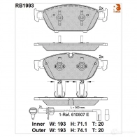 Дисковые тормозные колодки R BRAKE 25159 25 158 RB1993 Audi A8 (D4) 3 Седан