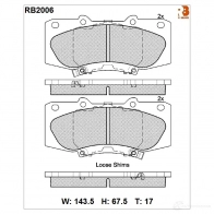 Дисковые тормозные колодки R BRAKE RB2006 25 209 4389993 25210