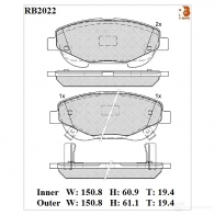 Дисковые тормозные колодки R BRAKE RB2022 25006 2 5005 4390009