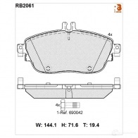 Дисковые тормозные колодки R BRAKE 24 869 D1694-8920 RB2061 Infiniti Q30