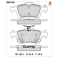 Дисковые тормозные колодки R BRAKE 2273 7 RB2106 Ford Kuga 2 (CBS, C512, DM2) Кроссовер 1.6 EcoBoost 177 л.с. 2013 – 2024 22738