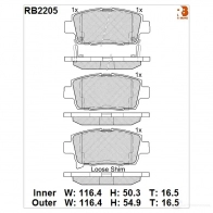 Дисковые тормозные колодки R BRAKE RB2205 25317 4390228 253 16