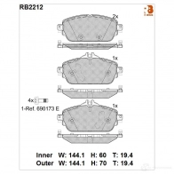 Дисковые тормозные колодки R BRAKE RB2212 22032 220 31 Mercedes C-Class (C205) 4 Купе 2.1 C 220 d (2004) 163 л.с. 2015 – 2025