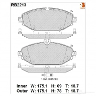 Дисковые тормозные колодки R BRAKE Mercedes E-Class (W213) 5 Седан 2.0 E 220 d (2104) 163 л.с. 2016 – 2025 22097 220 76 RB2213