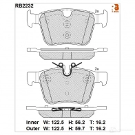 Дисковые тормозные колодки R BRAKE Volvo V90 1 (235, 236) 2016 – 2020 22 141 RB2232 22142